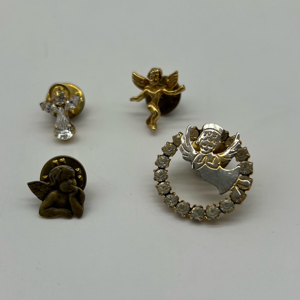 Set Of Vintage Angel And Cherub Pins And Brooch